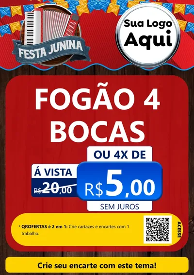 Modelo de Cartaz para Cartaz A4 Vertical com o tema Festa Junina para Móveis e Eletro