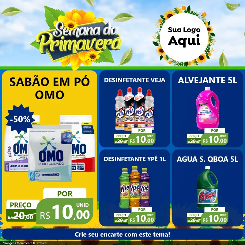 Modelo de Rede Social para Feed Facebook com o tema Semana da Primavera para Produtos de Limpeza