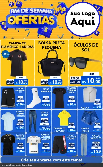 Modelo de Encarte para Encarte Grande com o tema Fim de Semana de Ofertas para Roupas e acessórios