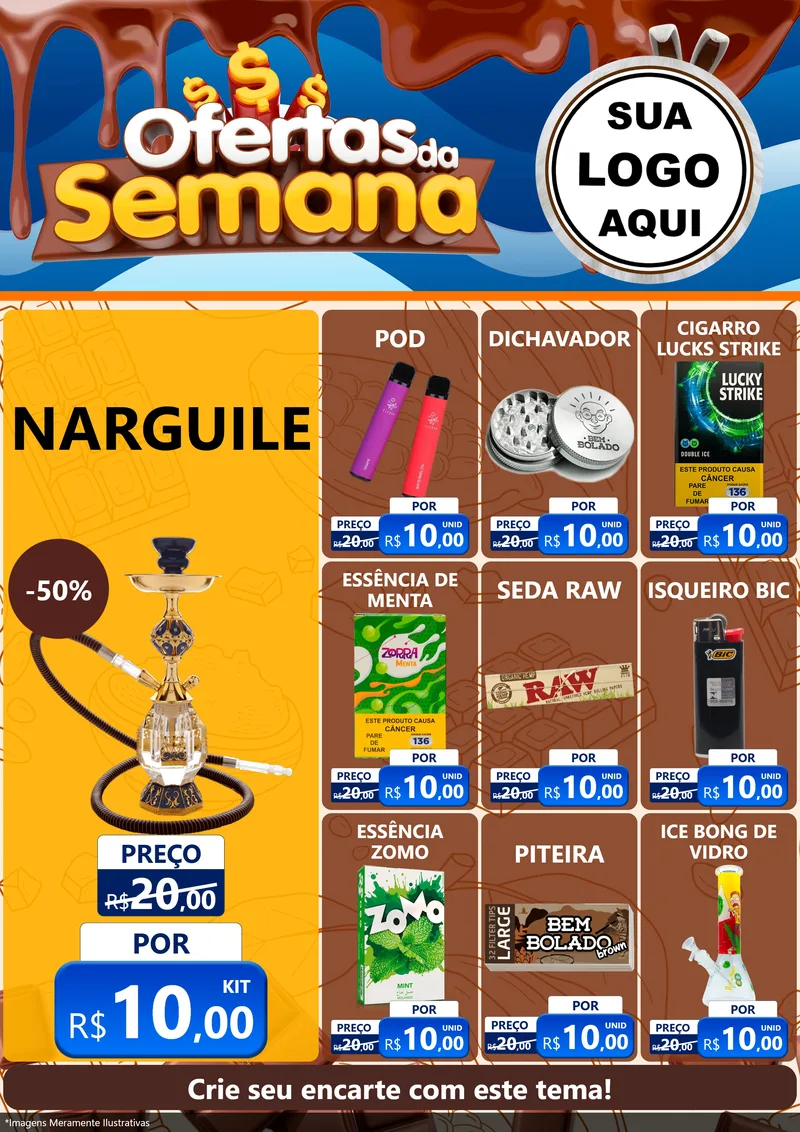 Modelo de Encarte para Encarte A4 Vertical com o tema Ofertas da Semana - Páscoa para Tabacaria