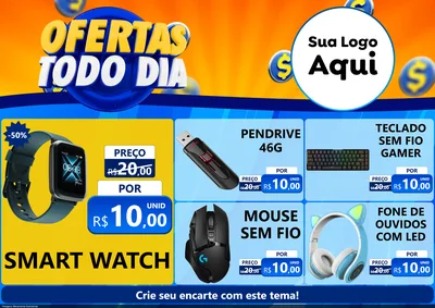 Modelo de Encarte para Encarte A4 Horizontal com o tema Ofertas Todo Dia para Informática