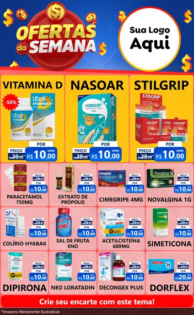 Modelo de Encarte para Encarte Grande com o tema Ofertas Da Semana para Farmácia