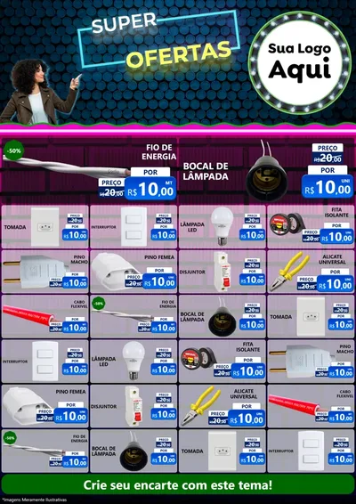 Modelo de Encarte para Encarte A4 Vertical com o tema Super Ofertas para Materiais Elétricos