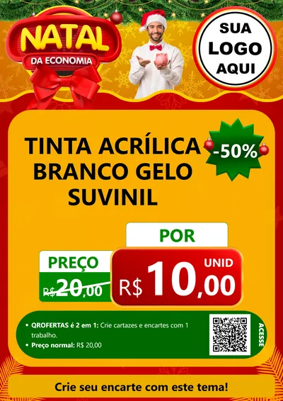 Modelo de Cartaz para Cartaz A4 Vertical com o tema Natal da Economia para Tintas e Ferramentas