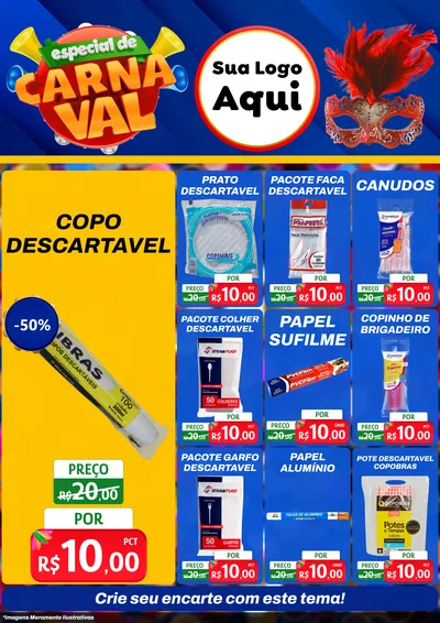 Modelo de Encarte para Encarte A4 Vertical com o tema Especial de Carnaval para Embalagens