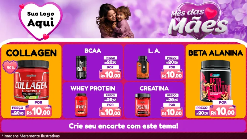 Modelo de TV para TV Horizontal com o tema Mês das Mães para Suplementos alimentares