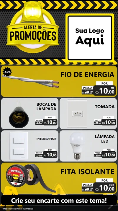 Modelo de TV para TV Vertical com o tema Alerta de Promoções para Materiais Elétricos