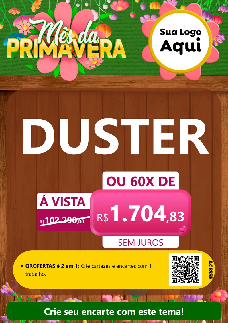 Modelo de Cartaz para Cartaz A4 Vertical com o tema Mês da Primavera para Concessionaria de Carros