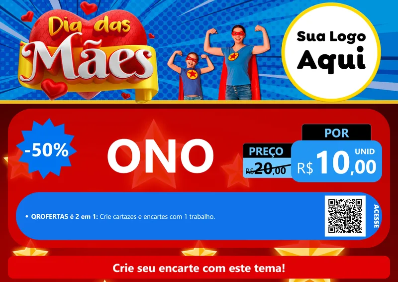 Modelo de Cartaz para Cartaz A4 Horizontal com o tema Dia das Mães para Óticas