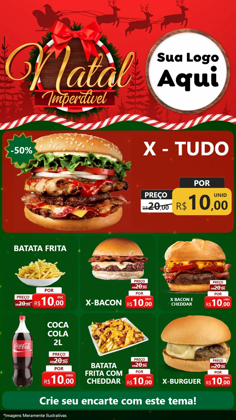 Modelo de Rede Social para Stories com o tema Natal Imperdível para Hamburgueria