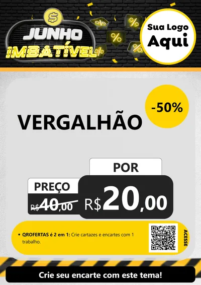 Modelo de Cartaz para Cartaz A4 Vertical com o tema Junho Imbatível para Ferragens