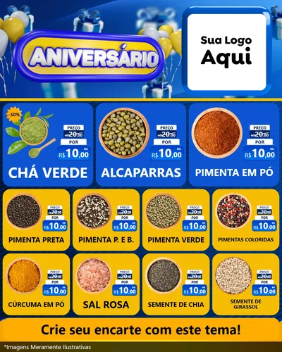 Modelo de Rede Social para Feed Instagram com o tema Aniversário para Produtos Naturais
