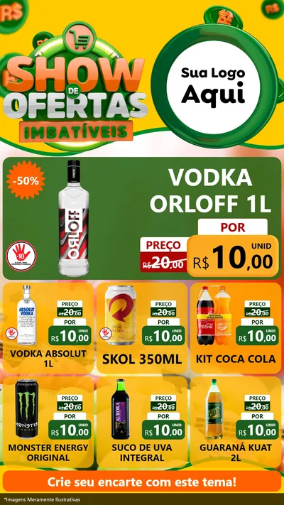 Modelo de Rede Social para Stories com o tema Show de Ofertas Imbatíveis para Distribuidora de bebidas