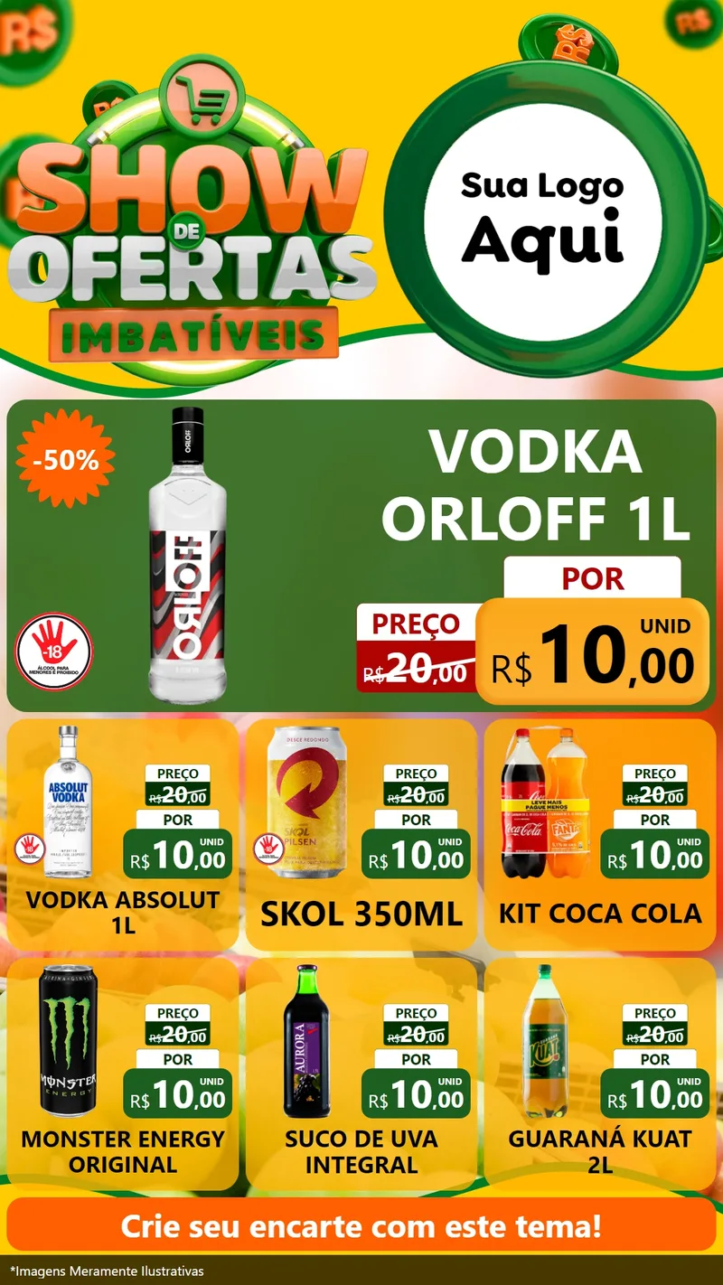Modelo de Rede Social para Stories com o tema Show de Ofertas Imbatíveis para Distribuidora de bebidas