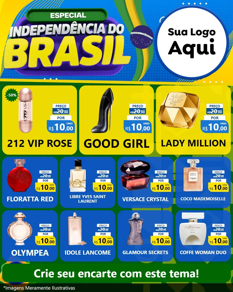 Modelo de Rede Social para Feed Instagram com o tema Especial Independência do Brasil para Perfumes