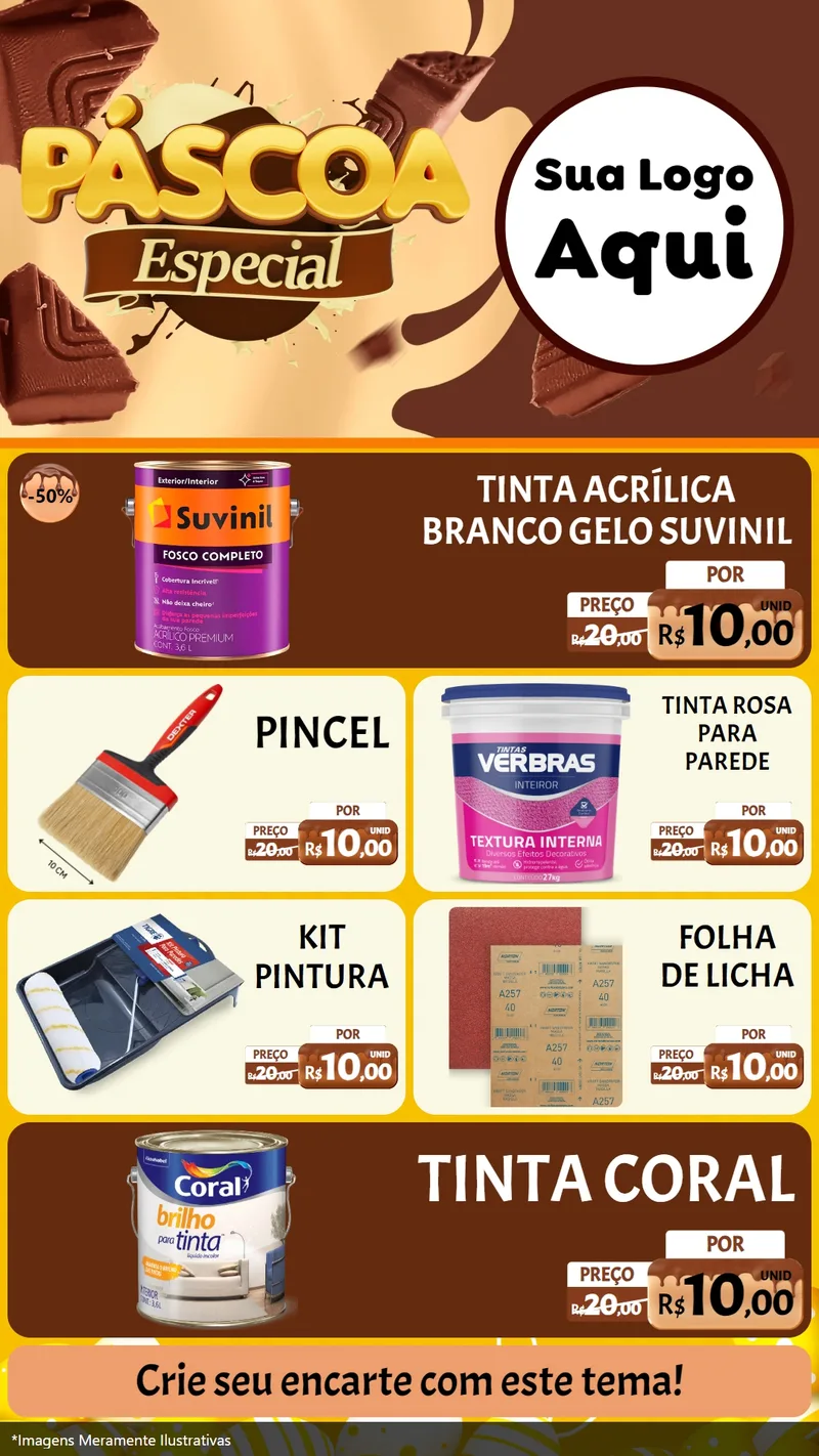 Modelo de TV para TV Vertical com o tema Páscoa Especial para Tintas e Ferramentas