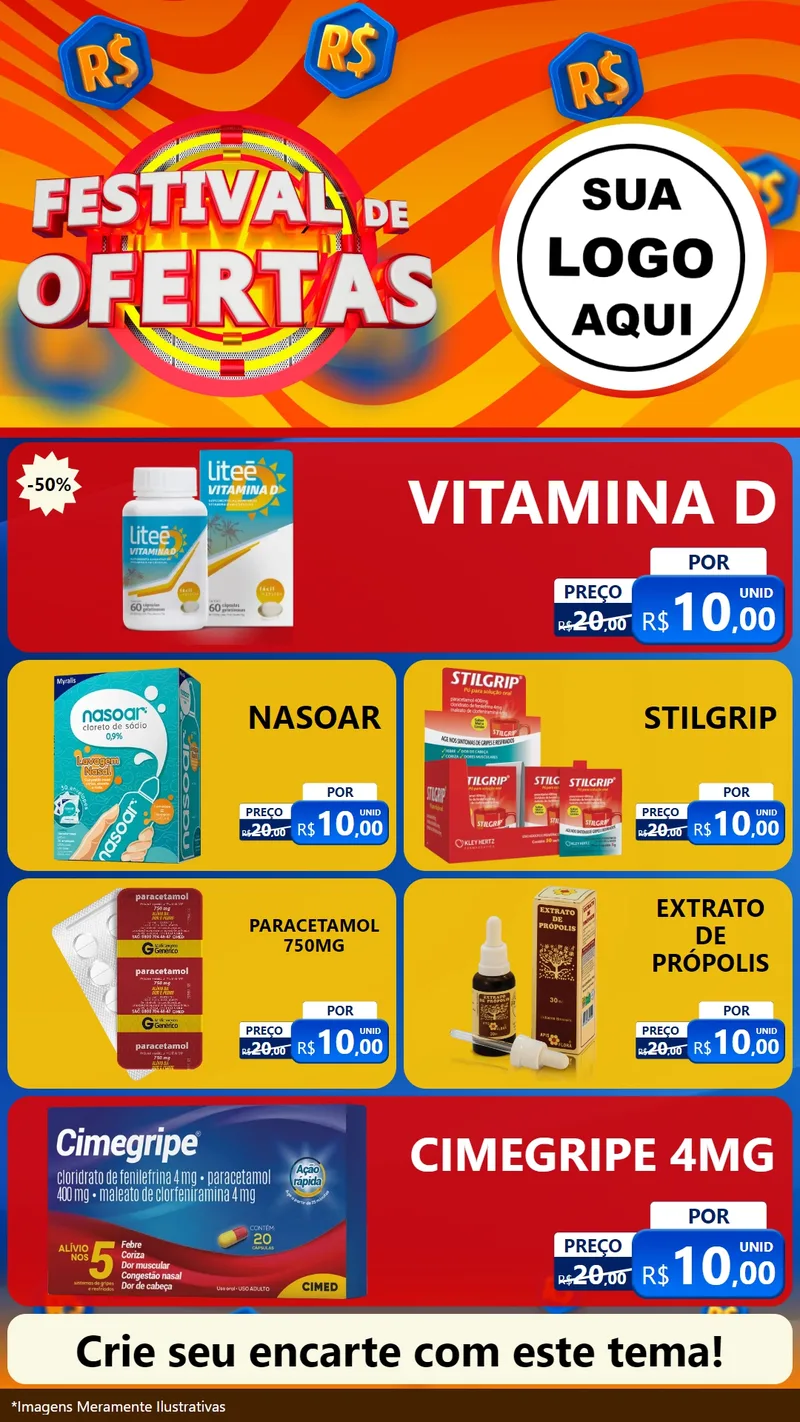 Modelo de TV para TV Vertical com o tema Festival de Ofertas para Farmácia