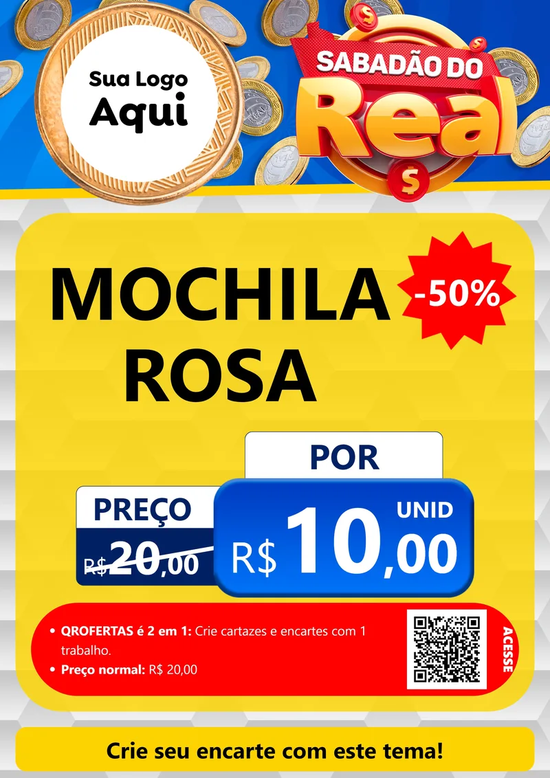 Modelo de Cartaz para Cartaz A4 Vertical com o tema Sabadão do Real para Papelaria