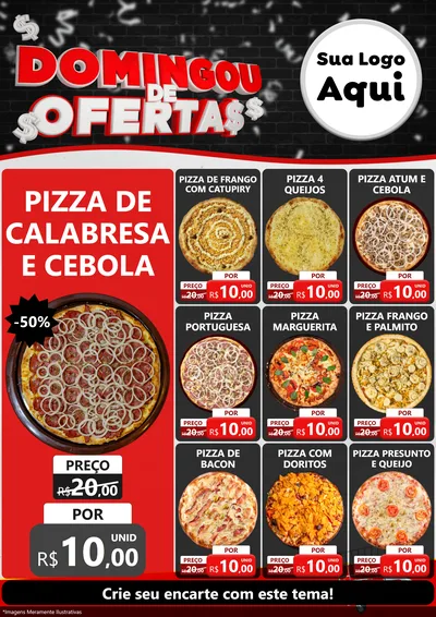 Modelo de Encarte para Encarte A4 Vertical com o tema Domingou de Ofertas para Pizzaria