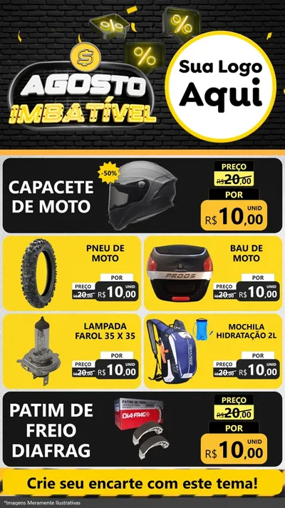 Modelo de TV para TV Vertical com o tema Agosto Imbatível para Moto peças