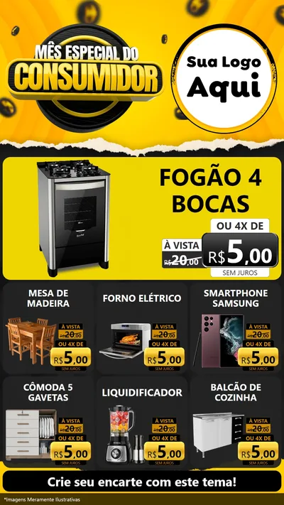 Modelo de Rede Social para Stories com o tema Mês Especial do Consumidor para Móveis e Eletro