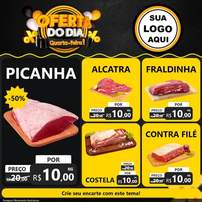 Modelo de Rede Social para Feed Facebook com o tema Oferta do Dia - Quarta Feira! para Açougue