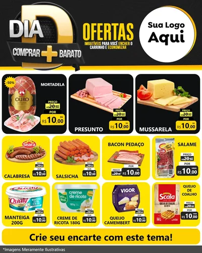Modelo de Rede Social para Feed Instagram com o tema Dia D Mais Economia para Frios e Laticínios