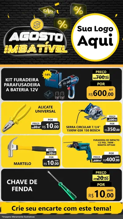 Modelo de TV para TV Vertical com o tema Agosto Imbatível para Maquinas e Ferramentas