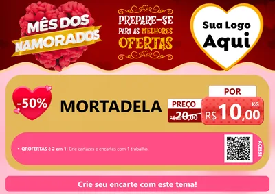 Modelo de Cartaz para Cartaz A4 Horizontal com o tema Mês dos Namorados para Frios e Laticínios