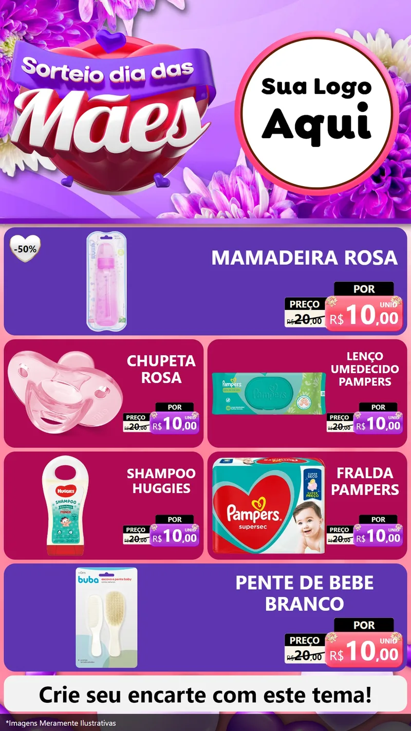 Modelo de TV para TV Vertical com o tema Sorteio Dia das Mães para Bebês