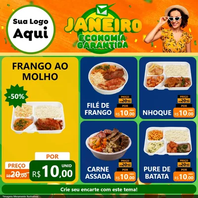 Modelo de Rede Social para Feed Facebook com o tema Janeiro - Economia Garantida para Restaurante