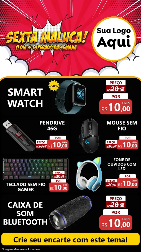 Modelo de TV para TV Vertical com o tema Sexta Maluca! para Informática