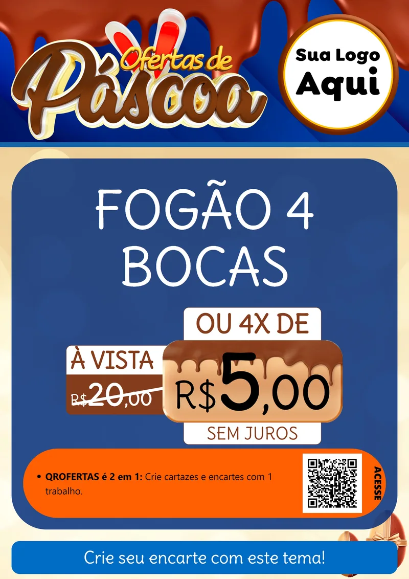 Modelo de Cartaz para Cartaz A4 Vertical com o tema Ofertas de Páscoa para Móveis e Eletro