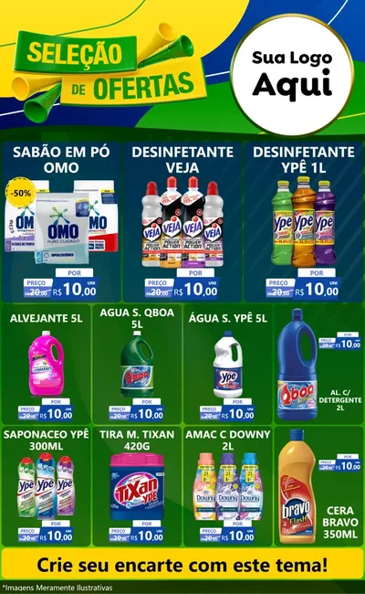Modelo de Encarte para Encarte Grande com o tema Seleção de Ofertas - Copa para Produtos de Limpeza