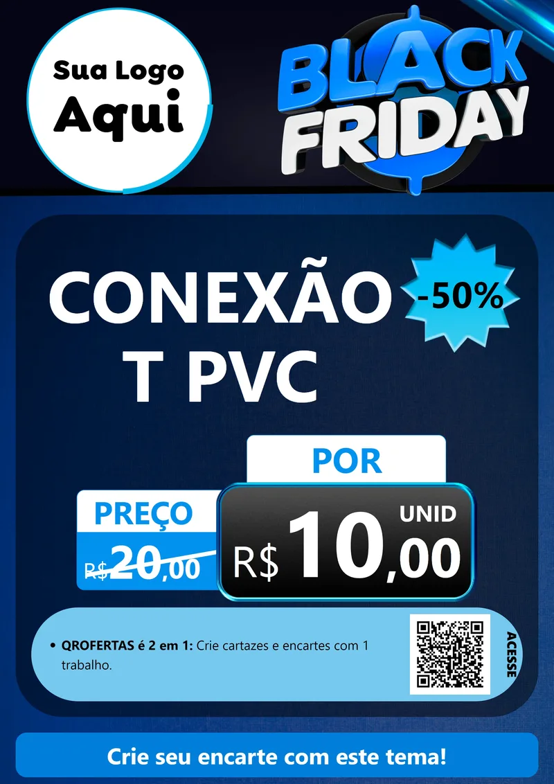 Modelo de Cartaz para Cartaz A4 Vertical com o tema Black Friday para Tubos e conexões