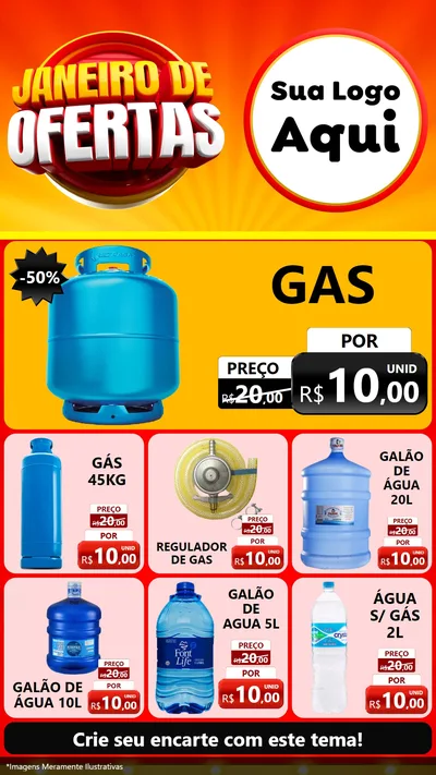 Modelo de Rede Social para Stories com o tema Janeiro de Ofertas para Água e gás
