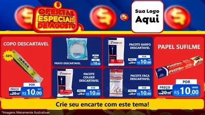 Modelo de TV para TV Horizontal com o tema Ofertas Especiais de Agosto para Embalagens