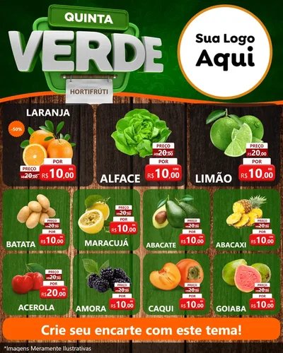 Modelo de Rede Social para Feed Instagram com o tema Quinta Verde para Hortifrúti