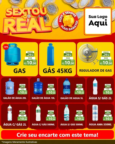 Modelo de Rede Social para Feed Instagram com o tema Sextou do Real para Água e gás