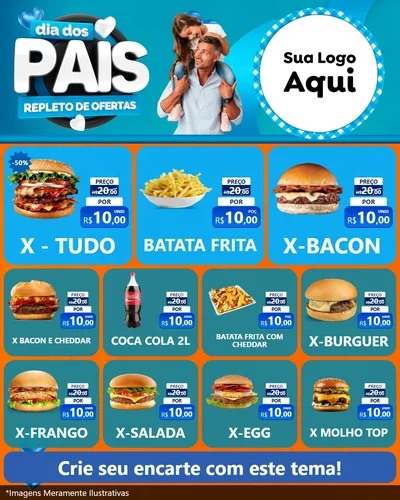 Modelo de Rede Social para Feed Instagram com o tema Dia Dos Pais Repleto de Ofertas para Hamburgueria