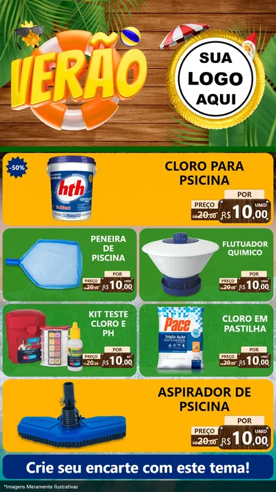 Modelo de TV para TV Vertical com o tema Verão para Produtos para Piscina