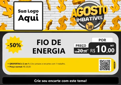 Modelo de Cartaz para Cartaz A4 Horizontal com o tema Agosto imbatível para Materiais Elétricos