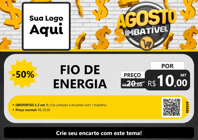 Modelo de Cartaz para Cartaz A4 Horizontal com o tema Agosto imbatível para Materiais Elétricos
