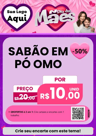 Modelo de Cartaz para Cartaz A4 Vertical com o tema Dia das Mães para Produtos de Limpeza