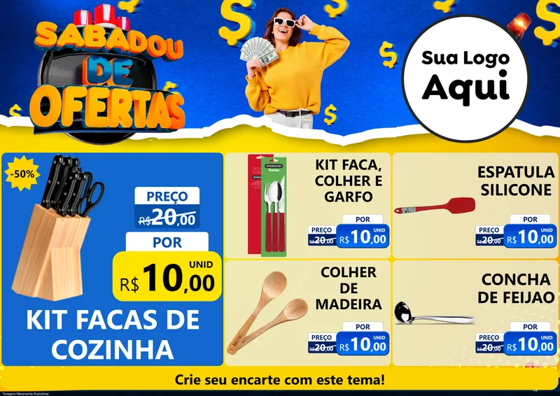 Modelo de Encarte para Encarte A4 Horizontal com o tema Sabadou de Ofertas para Utilidades Domésticas