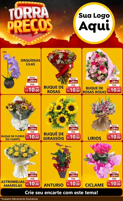 Modelo de Encarte para Encarte Grande com o tema Torra Preços para Floricultura e jardim