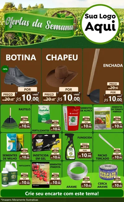 Modelo de Encarte para Encarte Grande com o tema Ofertas da Semana para Agropecuária