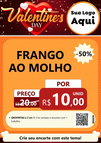 Modelo de Cartaz para Cartaz A4 Vertical com o tema Valentine's Day para Restaurante