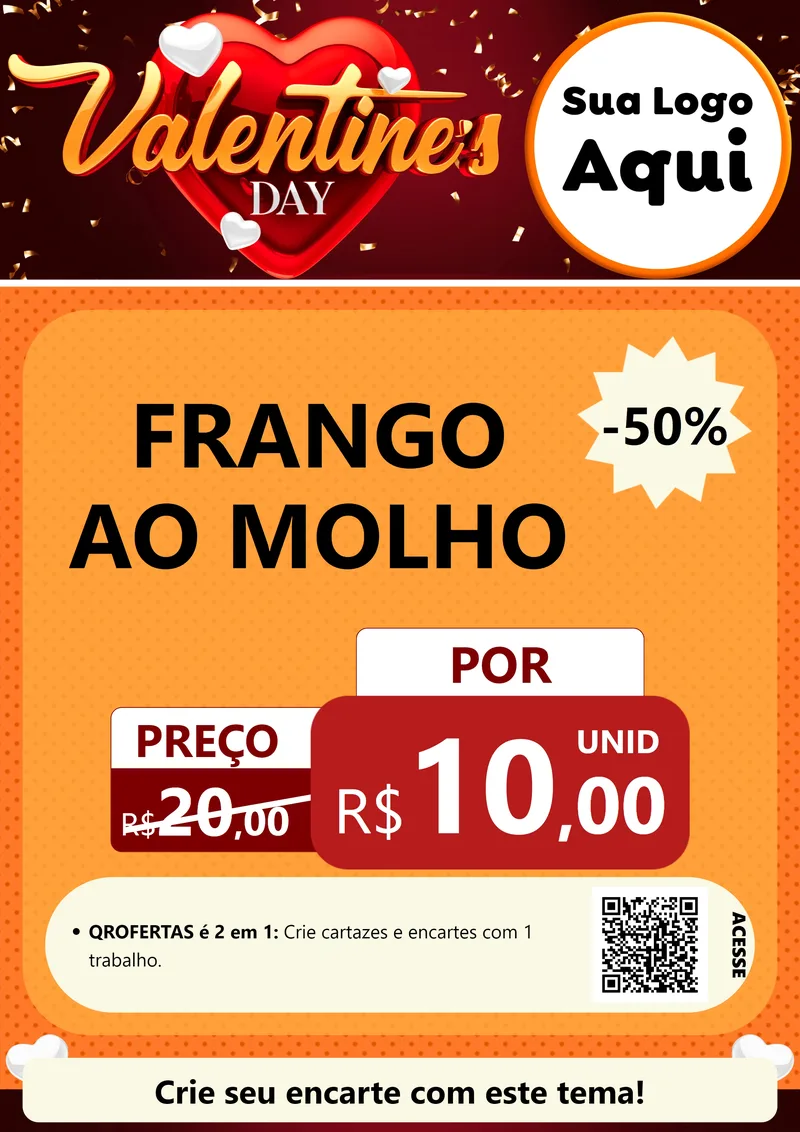Modelo de Cartaz para Cartaz A4 Vertical com o tema Valentine's Day para Restaurante