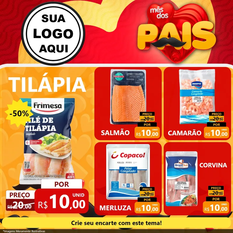 Modelo de Rede Social para Feed Facebook com o tema Mês Dos Pais para Peixaria